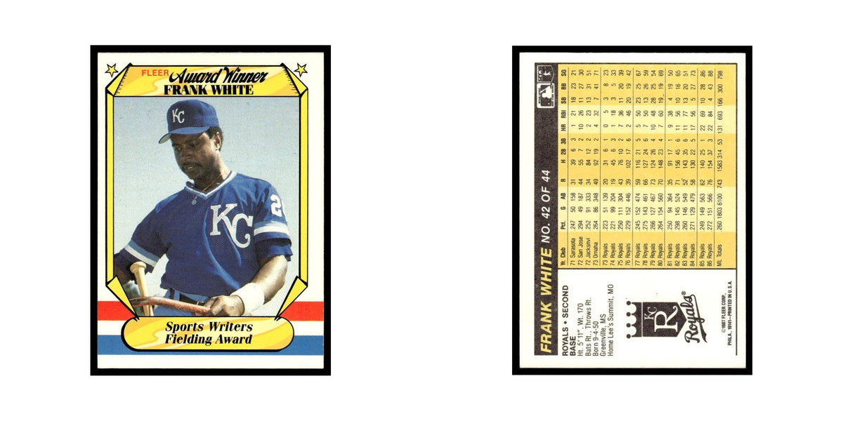 Frank White 1987 Fleer Award Winners #42 Kansas City Royals Baseball Card NM