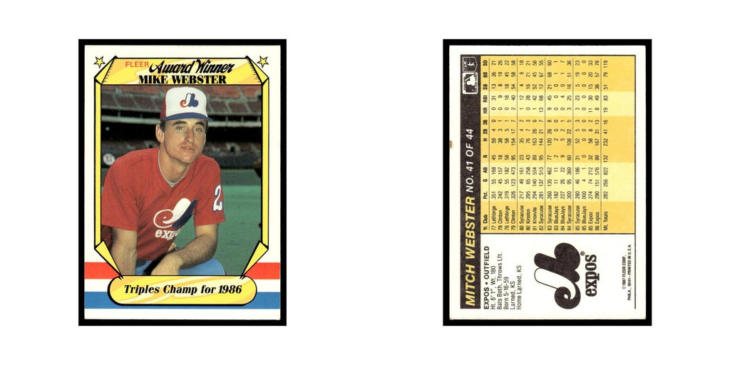 Mike Webster 1987 Fleer Award Winners #41 Montreal Expos Baseball Card NM