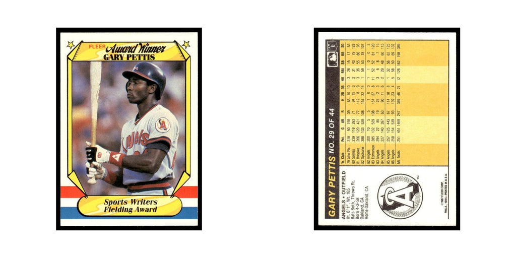 Gary Pettis 1987 Fleer Award Winners #29 California Angels Baseball Card NM