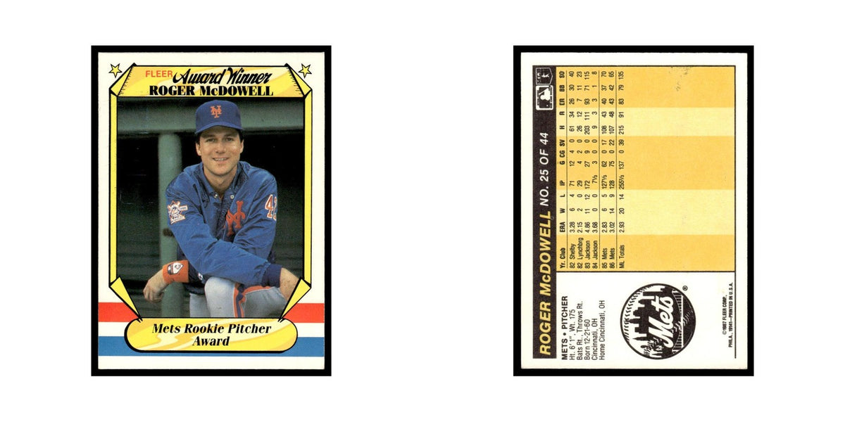 Roger McDowell 1987 Fleer Award Winners #25 New York Mets Baseball Card NM