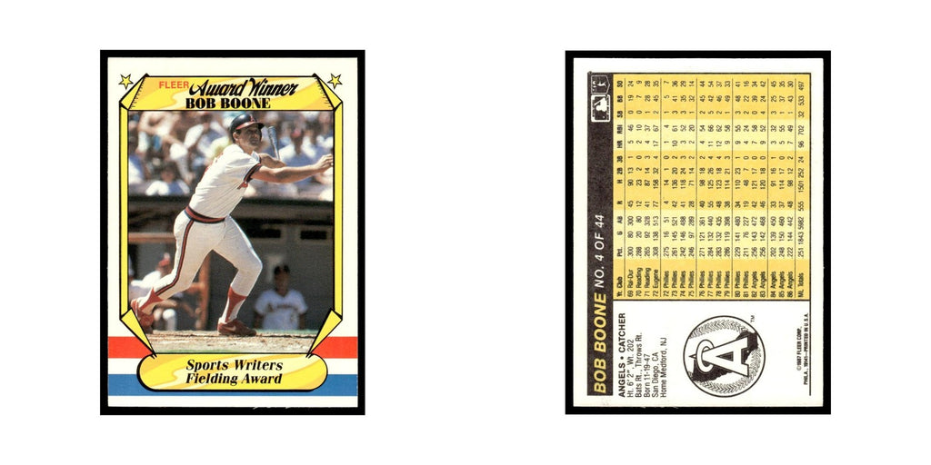 Bob Boone 1987 Fleer Award Winners #4 California Angels Baseball Card NM