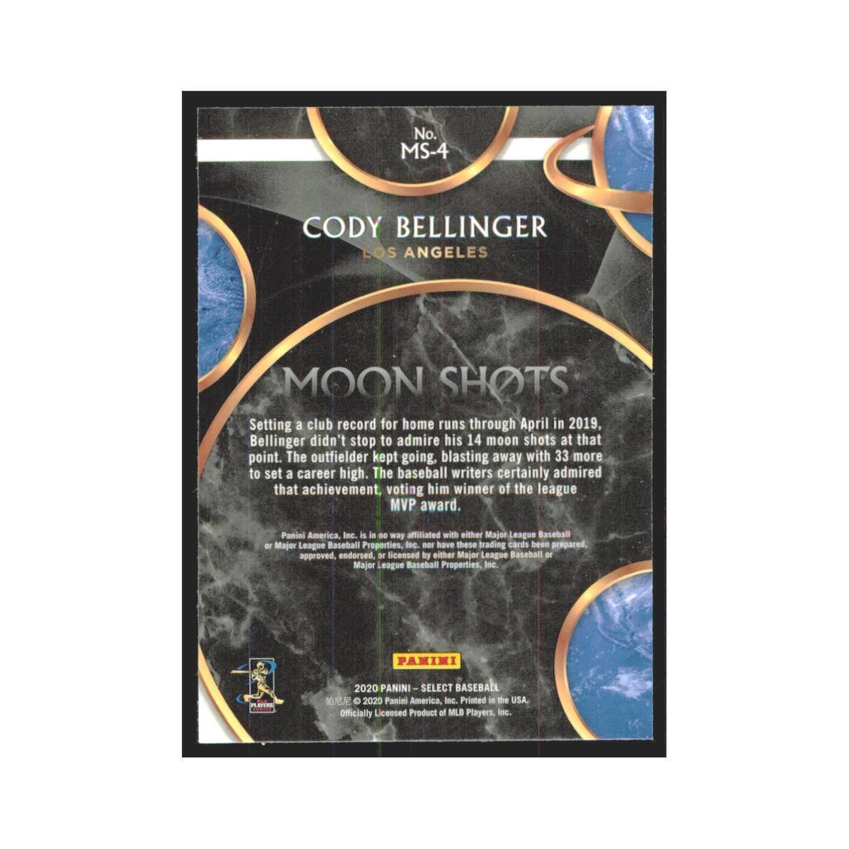 2020 Panini Select Cody Bellinger Dodgers #MS-4