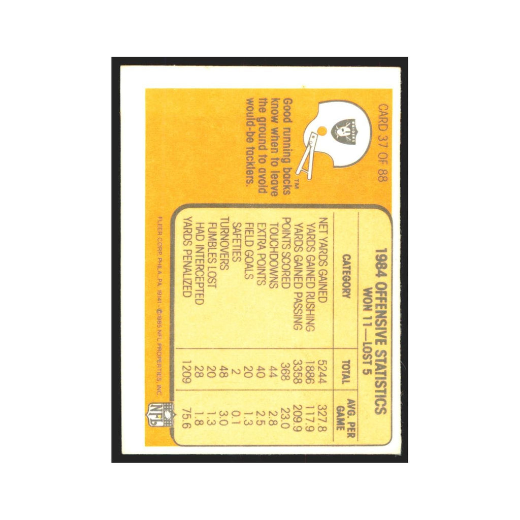 1985 Fleer Hurdling into the Open Field (Offense) Los Angeles Raiders #37