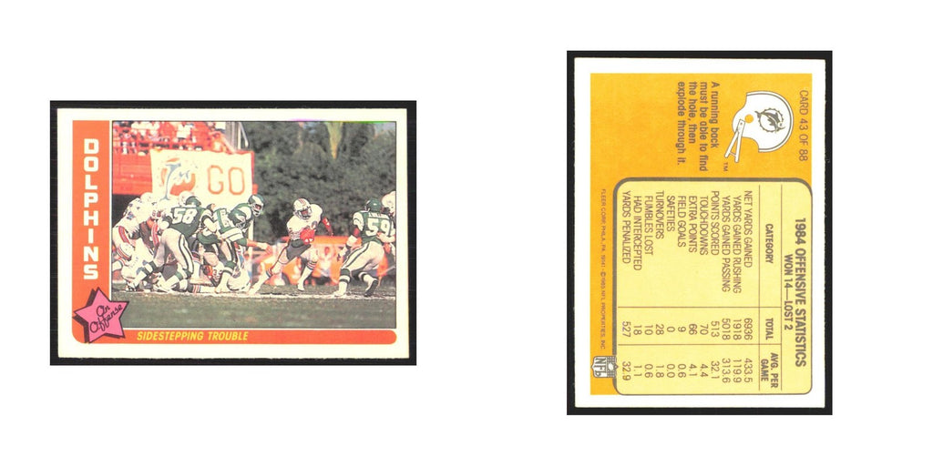 1985 Fleer Sidestepping Trouble (Offense) Dolphins #43
