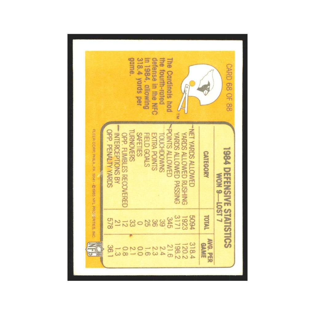 1985 Fleer Piling Up the Ball Carrier (Defense) Cardinals #68