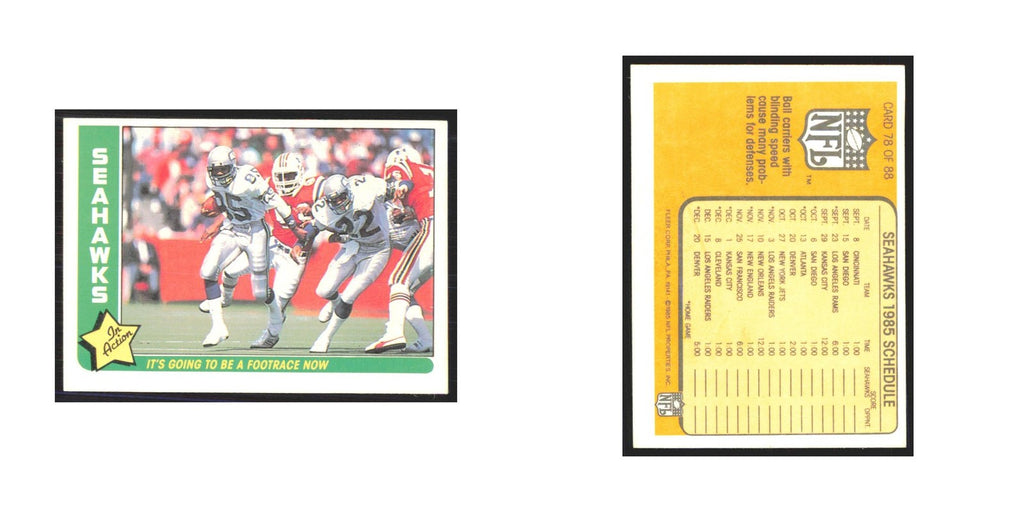 1985 Fleer It's going to be a Footrace Now Seahawks #78