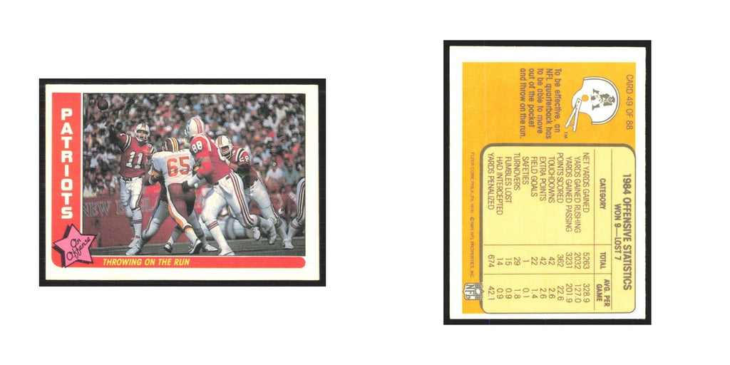 1985 Fleer Throwing on the Run (Offense) Patriots #49