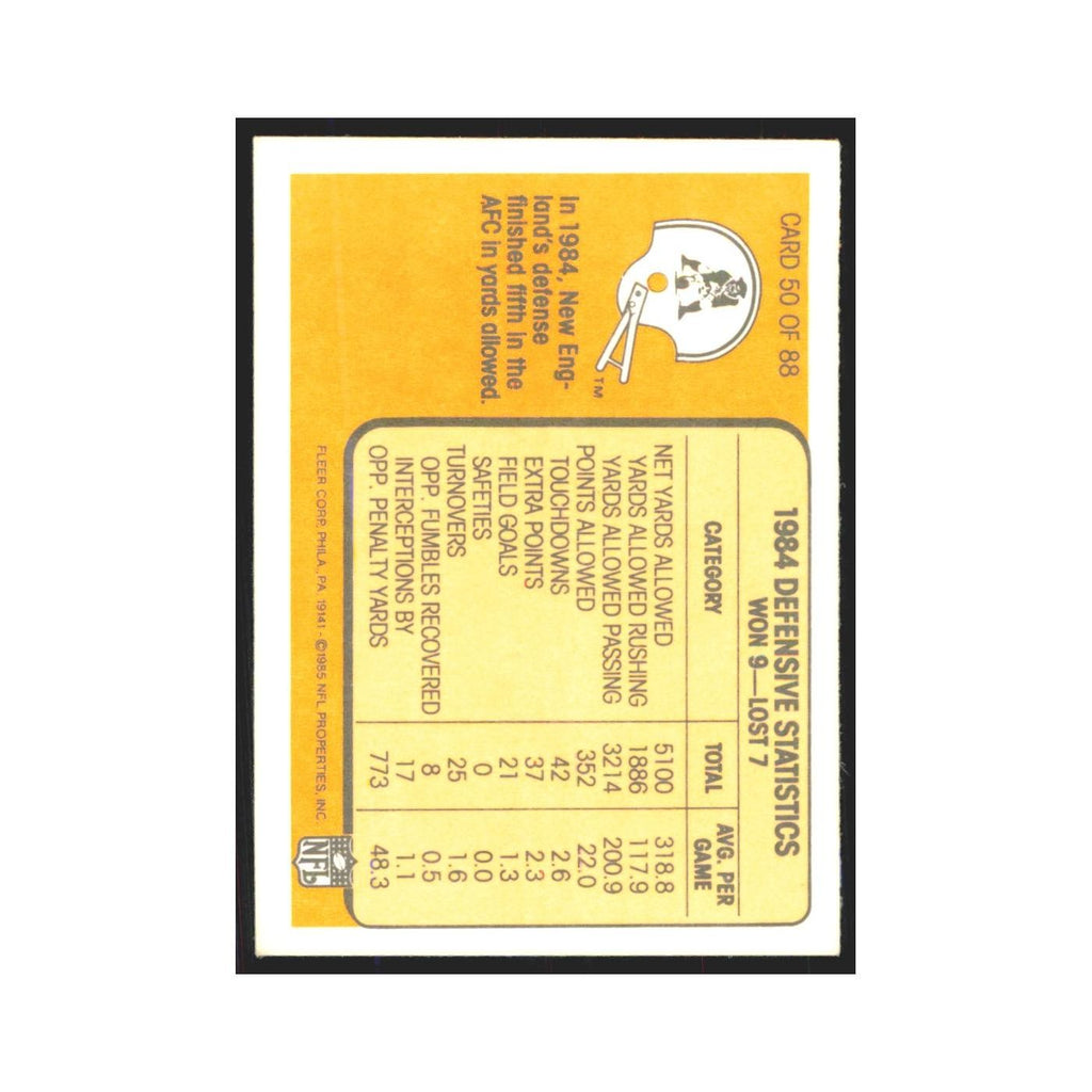 1985 Fleer The Only Place to Go is Down (Defense) Patriots #50