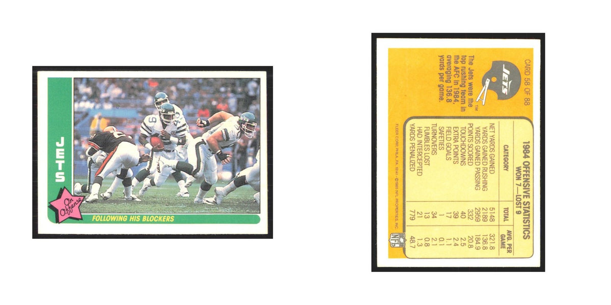 1985 Fleer Following His Blockers (Offense) Jets #58