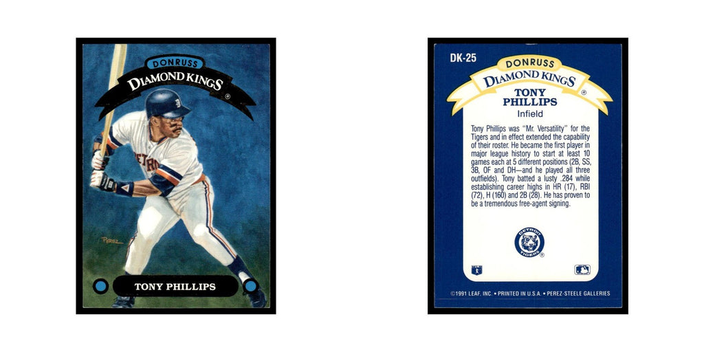 Tony Phillips 1992 Donruss Diamond Kings #DK-25 Detroit Tigers Baseball Card NM