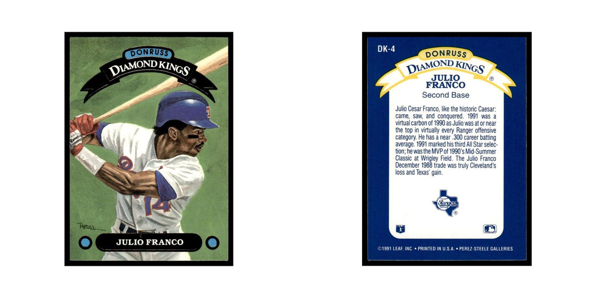 Julio Franco 1992 Donruss Diamond Kings #DK-4 Texas Rangers Baseball Card NM