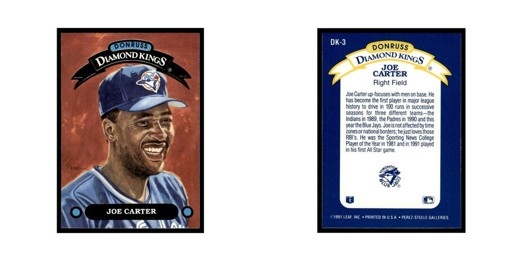 Joe Carter 1992 Donruss Diamond Kings #DK-3 Toronto Blue Jays Baseball Card NM