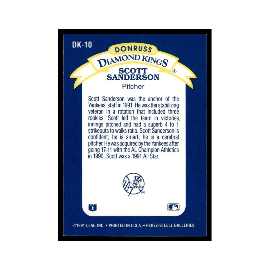 Scott Sanderson 1992 Donruss Diamond Kings #DK-10 New York Yankees NM