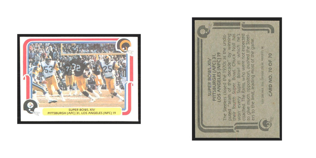 1980 Fleer Super Bowl XIV Pittsburgh Steelers/Los Angeles #70.0