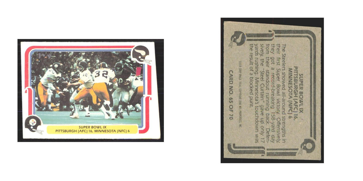 1980 Fleer Super Bowl IX Pittsburgh Steelers/Minnesota #65