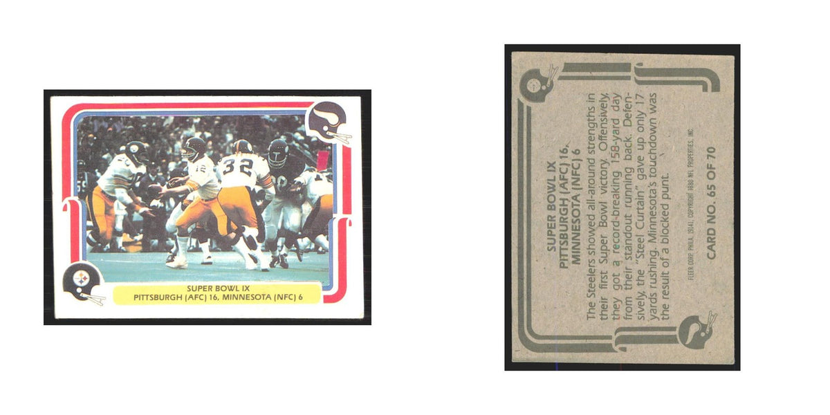 1980 Fleer Super Bowl IX Pittsburgh Steelers/Minnesota #65.0