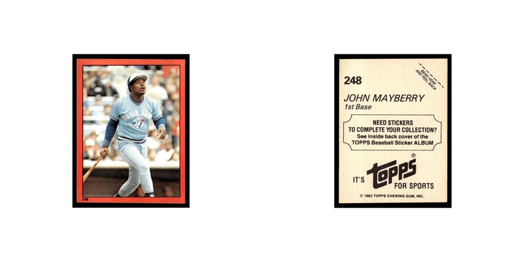 John Mayberry 1982 Topps Stickers #248 Toronto Blue Jays Baseball Card NM