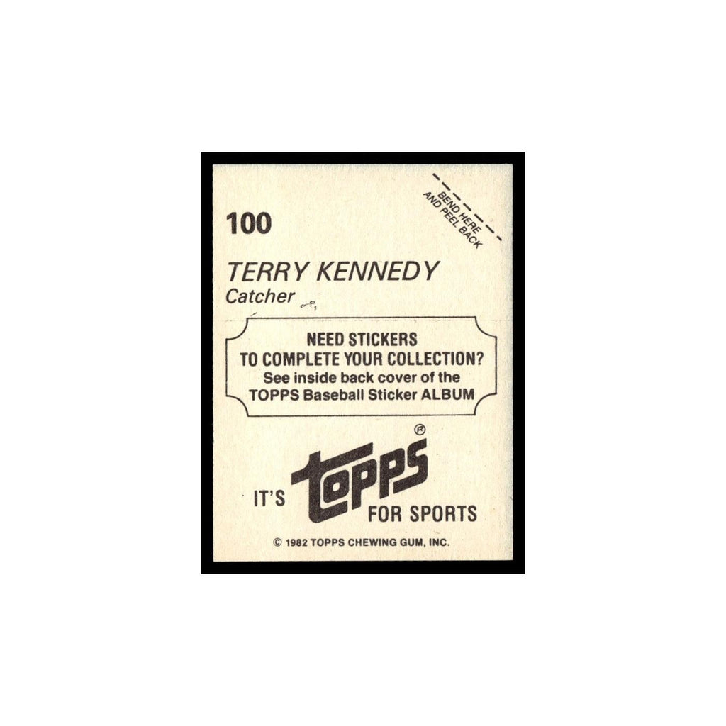 Terry Kennedy 1982 Topps Stickers #100 San Diego Padres Baseball Card NM
