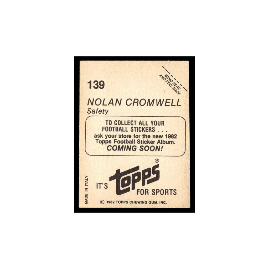 Nolan Cromwell 1982 Topps Stickers #139 Los Angeles Rams Football Card NM
