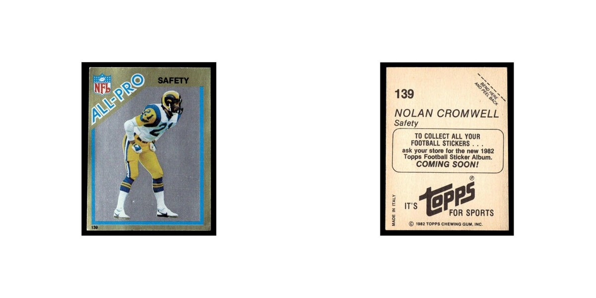 Nolan Cromwell 1982 Topps Stickers #139 Los Angeles Rams Football Card NM