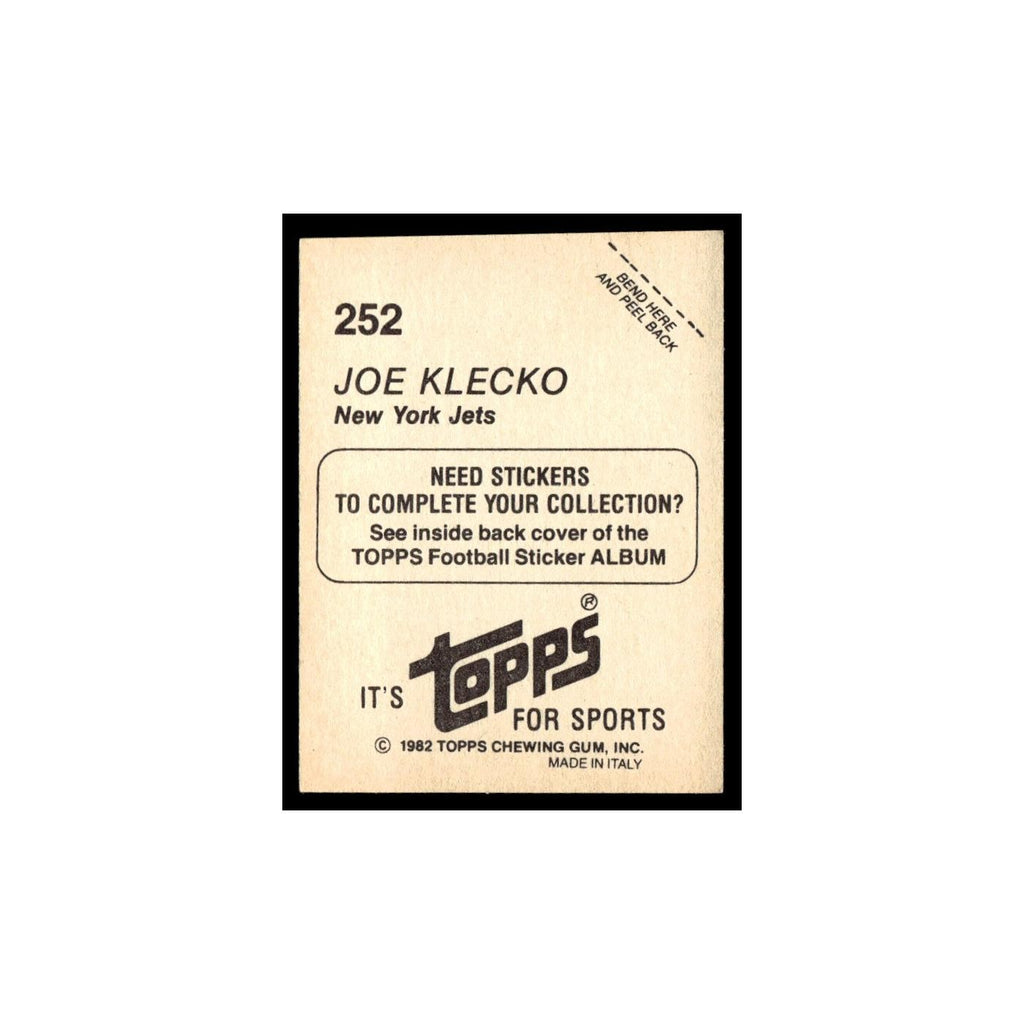 Joe Klecko 1982 Topps Stickers #252 New York Jets Football Card NM