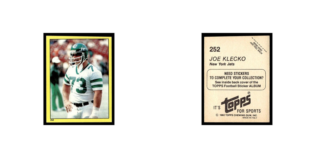 Joe Klecko 1982 Topps Stickers #252 New York Jets Football Card NM