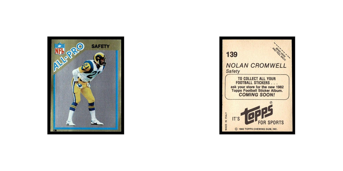 Nolan Cromwell 1982 Topps Stickers #139 Los Angeles Rams Football Card NM
