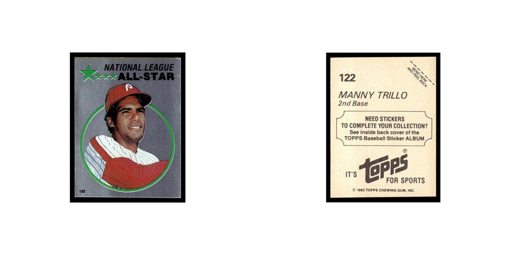 Manny Trillo 1982 Topps Stickers #122 Philadelphia Phillies Baseball Card NM