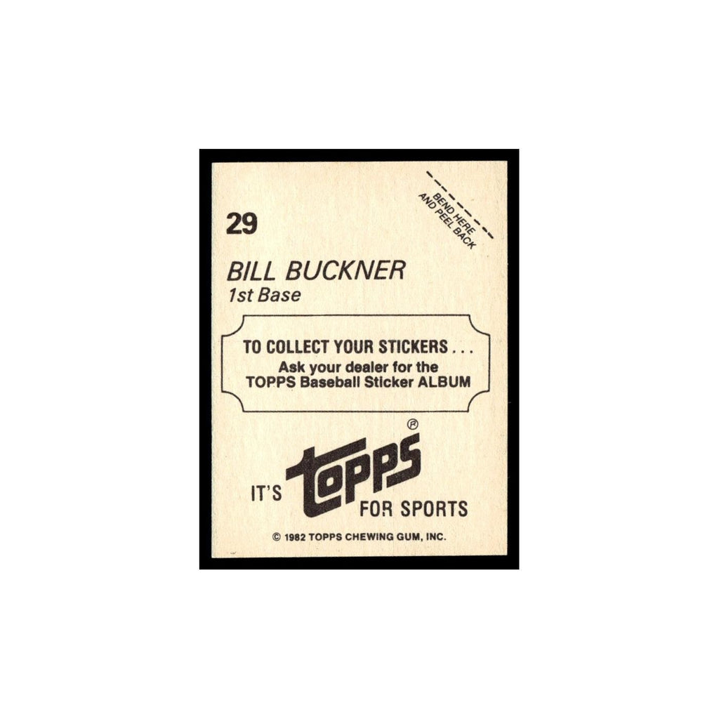 Bill Buckner 1982 Topps Stickers #29 Chicago Cubs Baseball Card NM