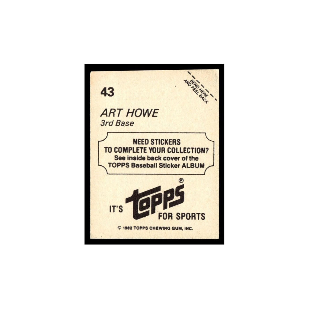 Art Howe 1982 Topps Stickers #43 Houston Astros Baseball Card NM