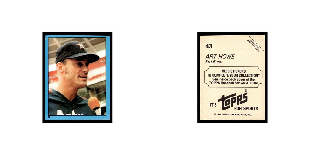 Art Howe 1982 Topps Stickers #43 Houston Astros Baseball Card NM