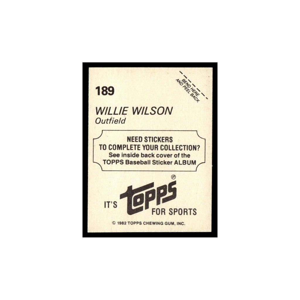 Willie Wilson 1982 Topps Stickers #189 Kansas City Royals Baseball Card NM
