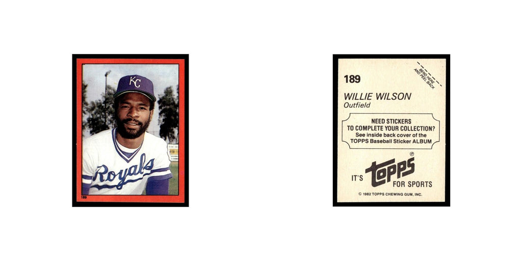 Willie Wilson 1982 Topps Stickers #189 Kansas City Royals Baseball Card NM