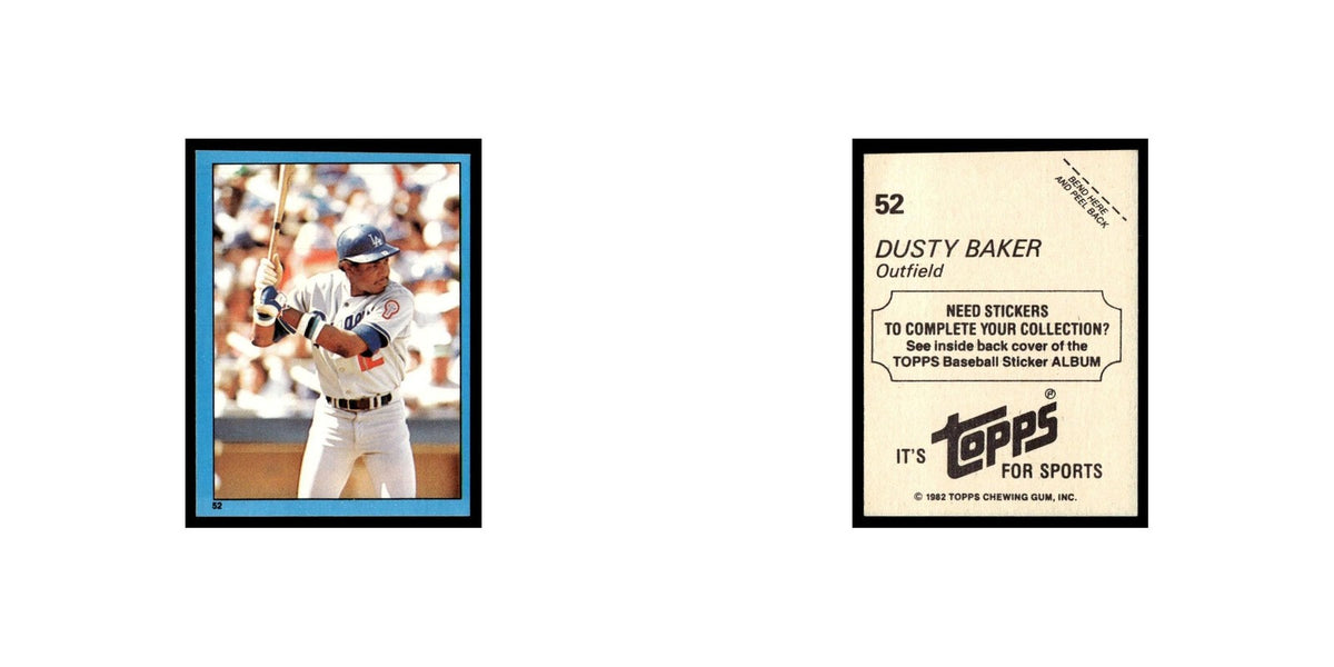Dusty Baker 1982 Topps Stickers #52 Los Angeles Dodgers Baseball Card NM