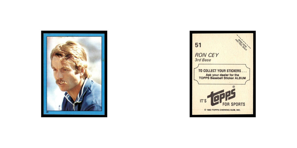 Ron Cey 1982 Topps Stickers #51 Los Angeles Dodgers Baseball Card NM