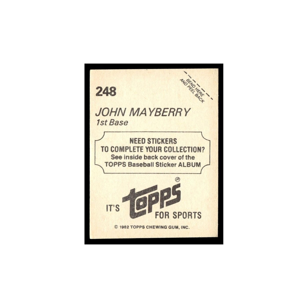 John Mayberry 1982 Topps Stickers #248 Toronto Blue Jays Baseball Card NM