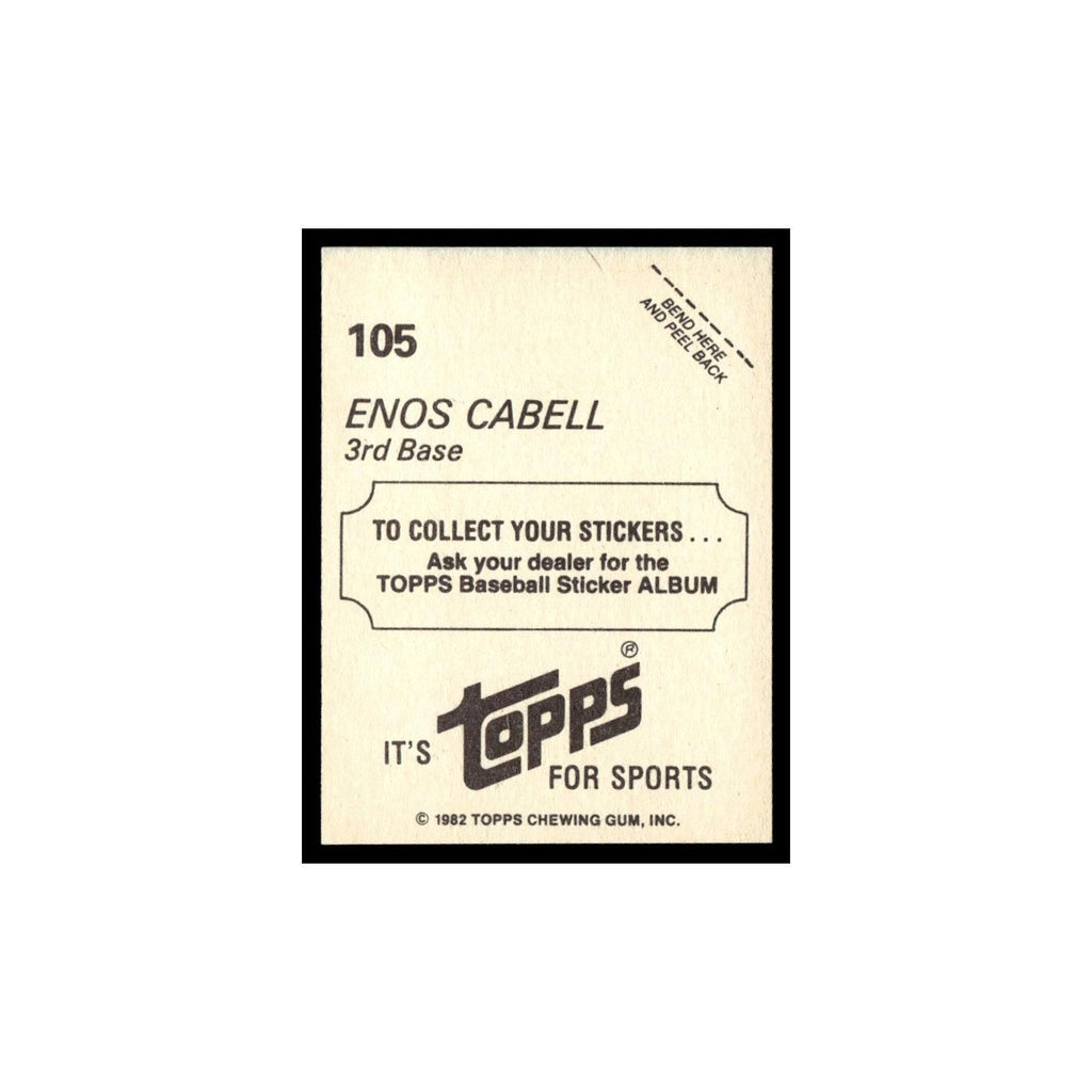 Enos Cabell 1982 Topps Stickers #105 San Francisco Giants Baseball Card NM