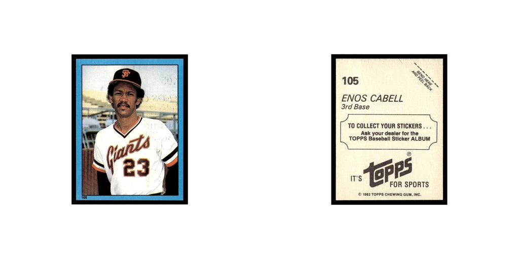 Enos Cabell 1982 Topps Stickers #105 San Francisco Giants Baseball Card NM