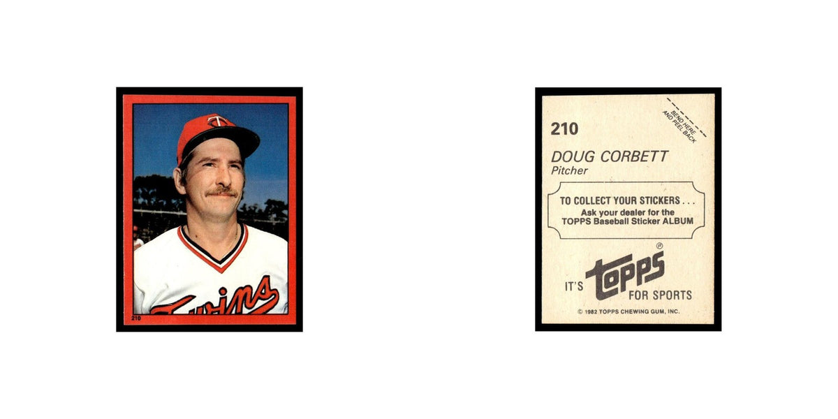 Doug Corbett 1982 Topps Stickers #210 Minnesota Twins Baseball Card NM