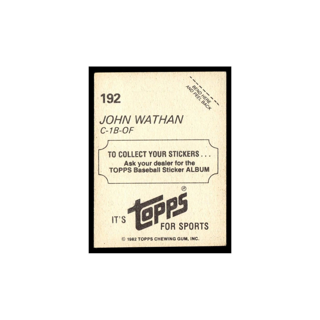 John Wathan 1982 Topps Stickers #192 Kansas City Royals Baseball Card NM