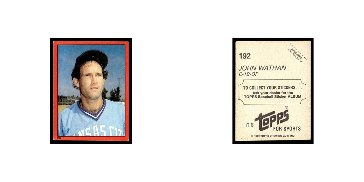 John Wathan 1982 Topps Stickers #192 Kansas City Royals Baseball Card NM