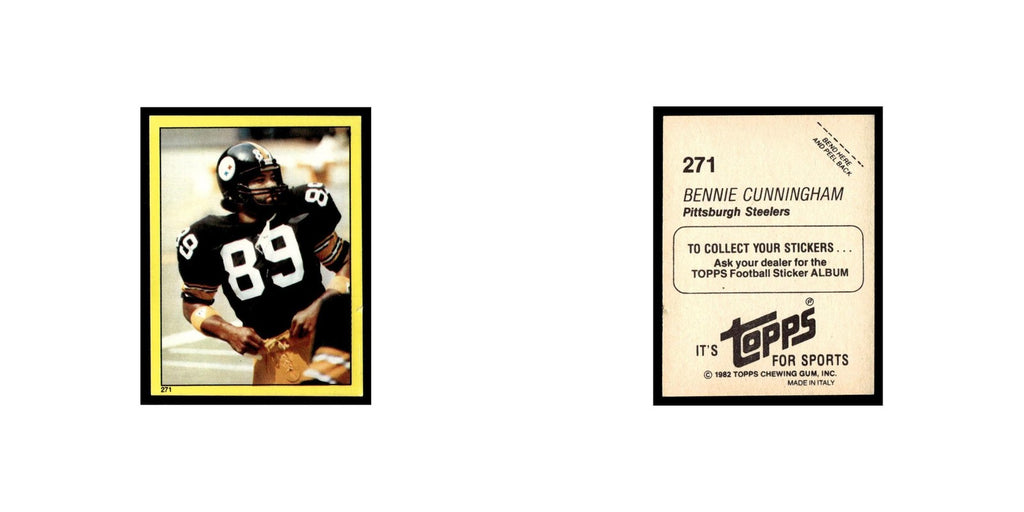 Bennie Cunningham 1982 Topps Stickers #271 Pittsburgh Steelers Football Card NM