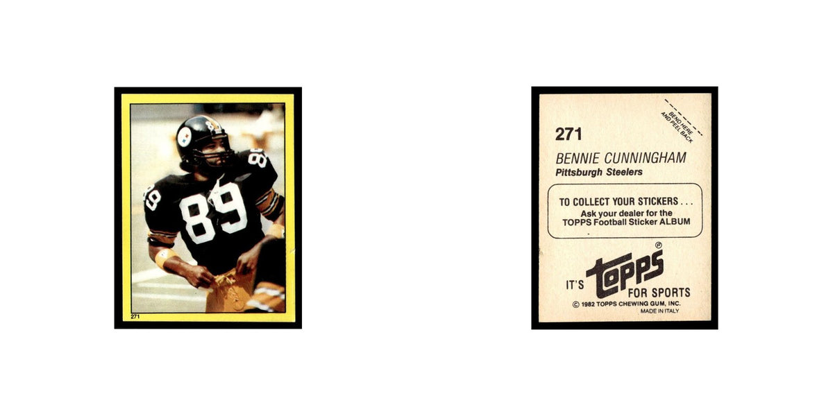 Bennie Cunningham 1982 Topps Stickers #271 Pittsburgh Steelers Football Card NM