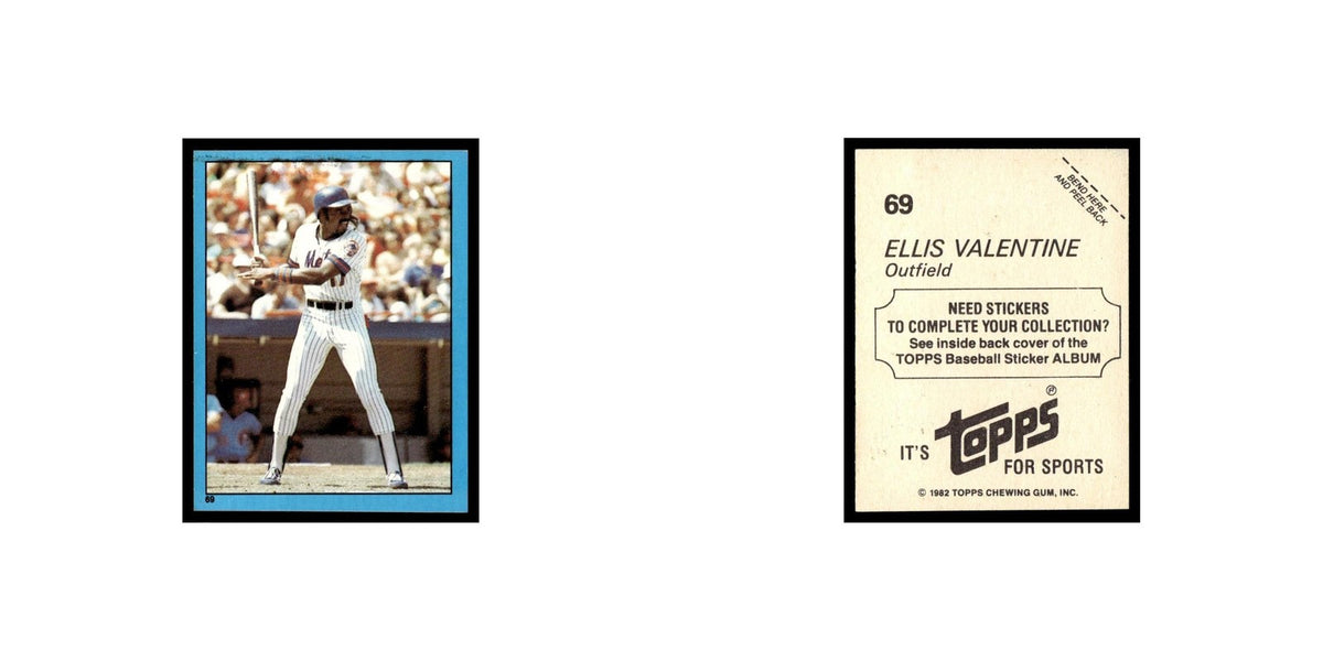 Ellis Valentine 1982 Topps Stickers #69 New York Mets Baseball Card NM