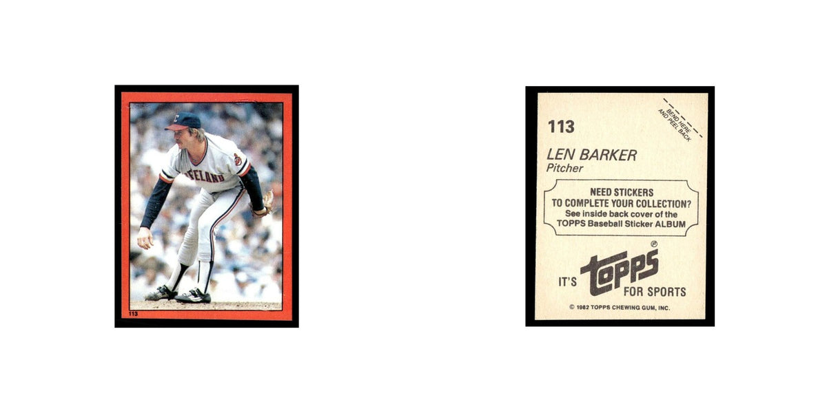 Len Barker 1982 Topps Stickers #113 Cleveland Indians Baseball Card NM