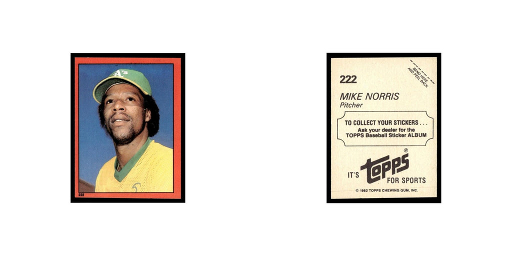 Mike Norris 1982 Topps Stickers #222 Oakland Athletics Baseball Card NM
