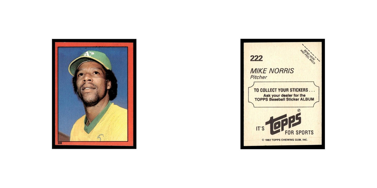 Mike Norris 1982 Topps Stickers #222 Oakland Athletics Baseball Card NM