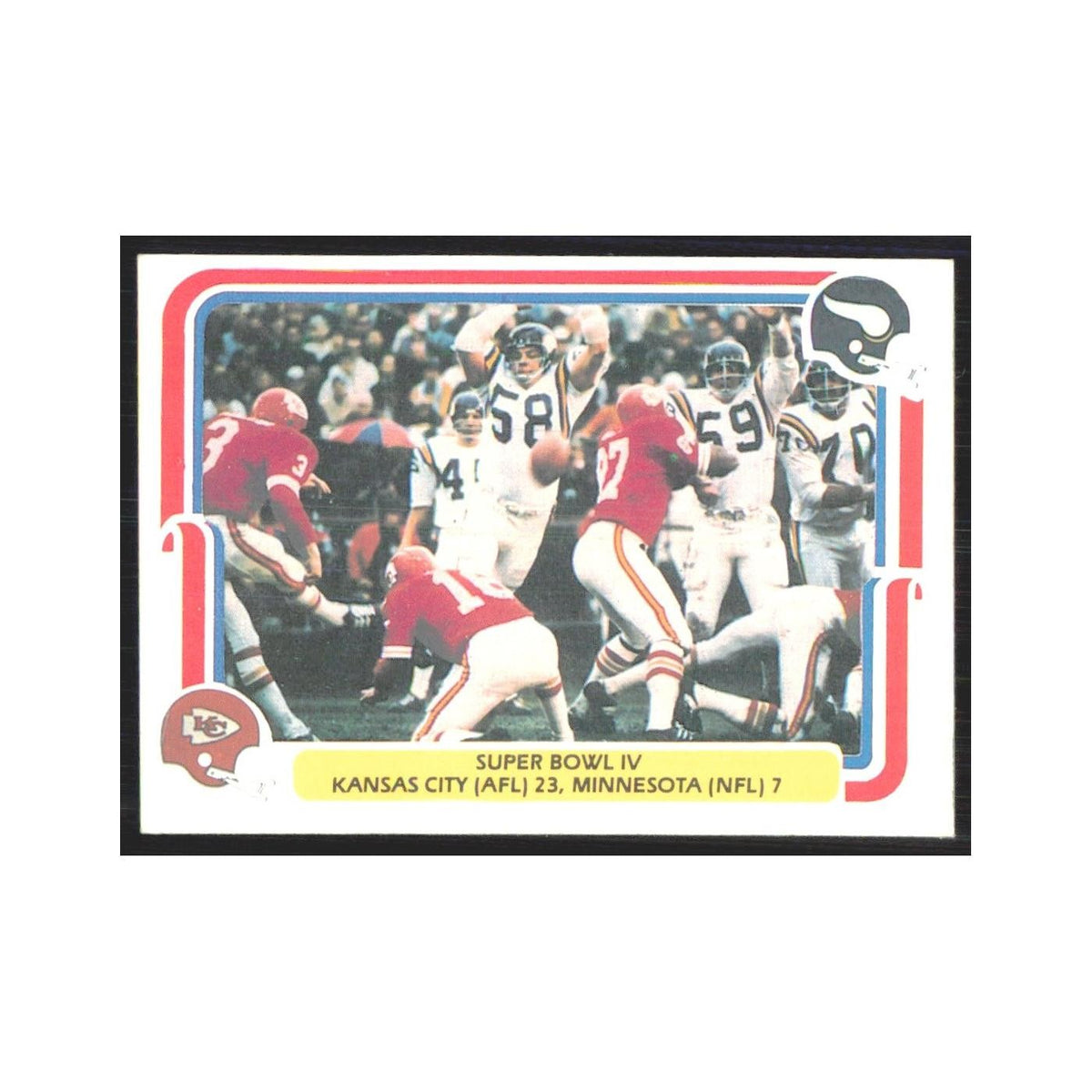 1980 Fleer Super Bowl IV Kansas City Chiefs/Minnesota #60