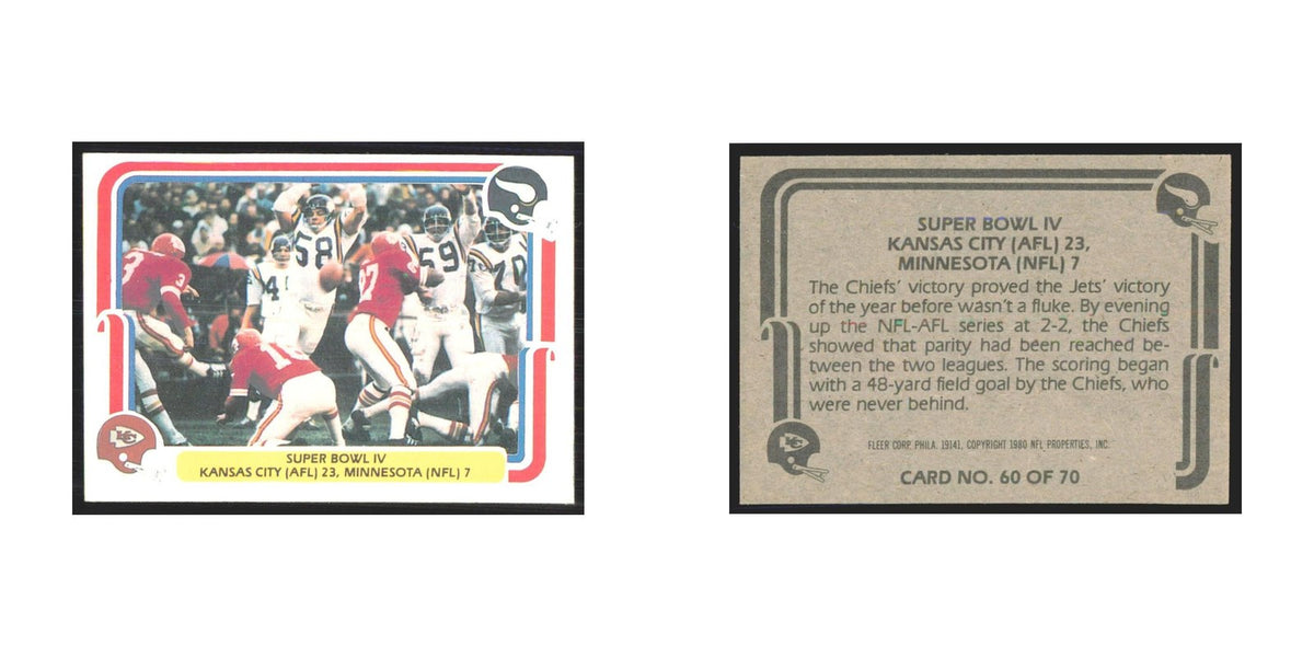1980 Fleer Super Bowl IV Kansas City Chiefs/Minnesota #60