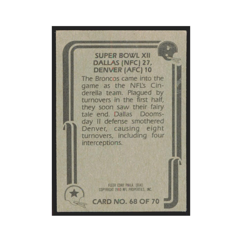 1980 Fleer Super Bowl XII Dallas Cowboys/Denver #68